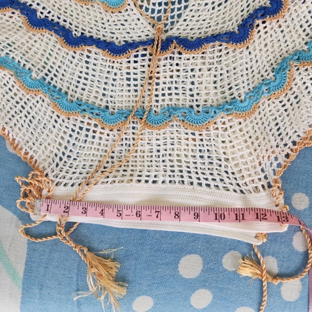 Revolve My Beachy Side Boho Cream Gold Blue Rima Crochet Top Size Small NWT! - Picture 8 of 13